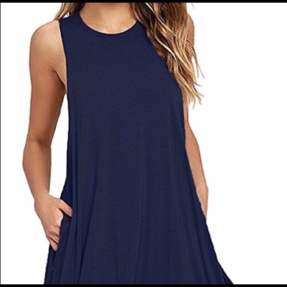 Navy blue beach cover up dress - Picture 1 of 2